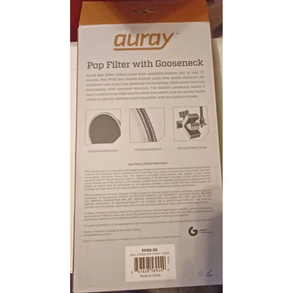 Auray PFSS-55 Pop Filter with Gooseneck